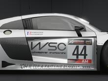 Side view of a silver livery on a R8 EVO II
