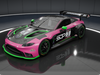 A front angle view of the pink and diamond black SOP livery