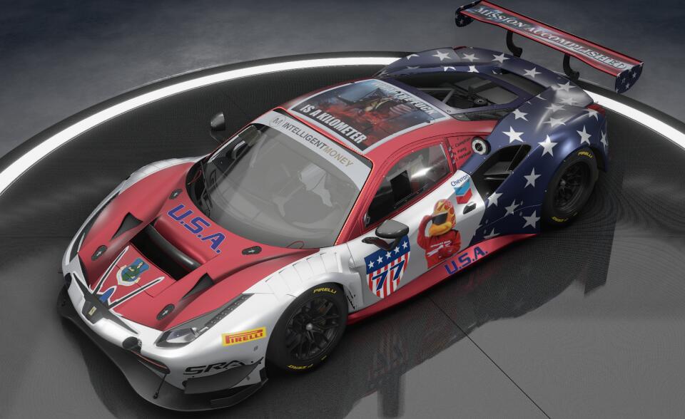 The number #77 USA Ferrari w/ American Flag Livery