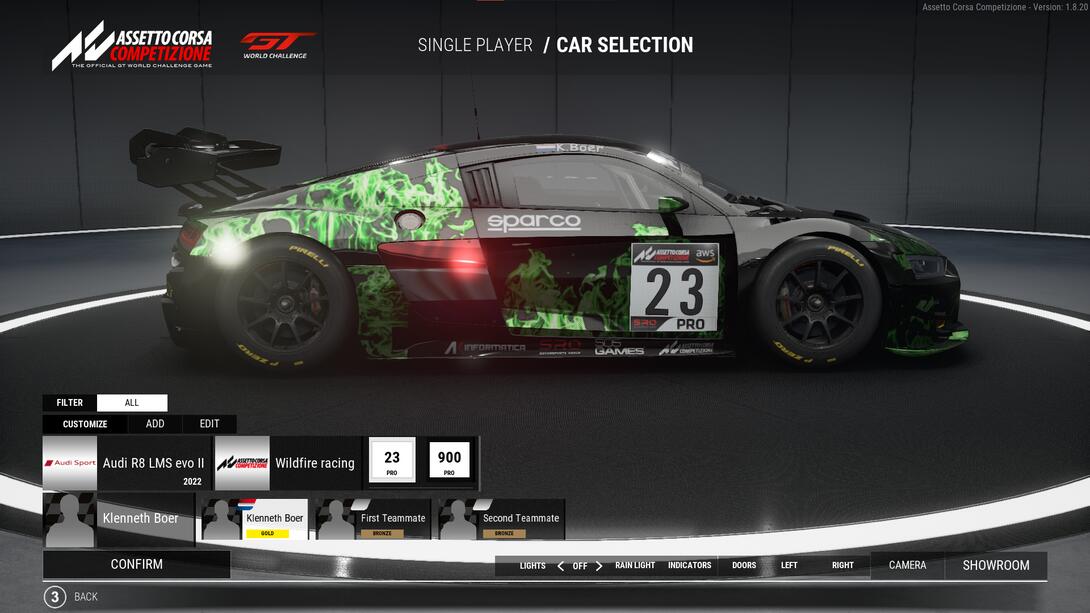the audi R8 Evo 2 with some nice green flames